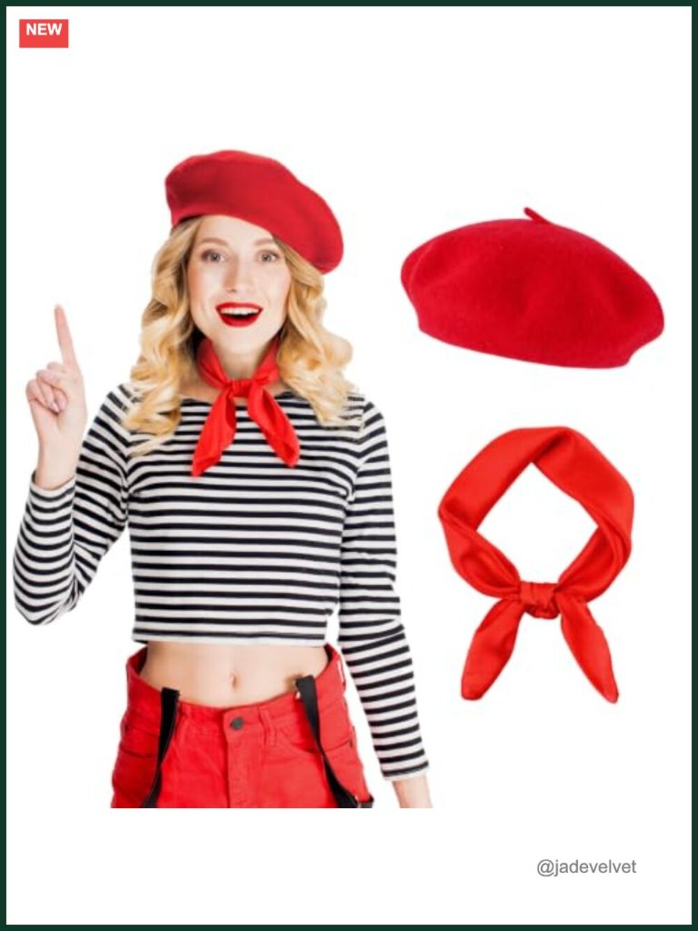 Wool Blend French Beret Hat & Satin Bandana Scarf Set One Size